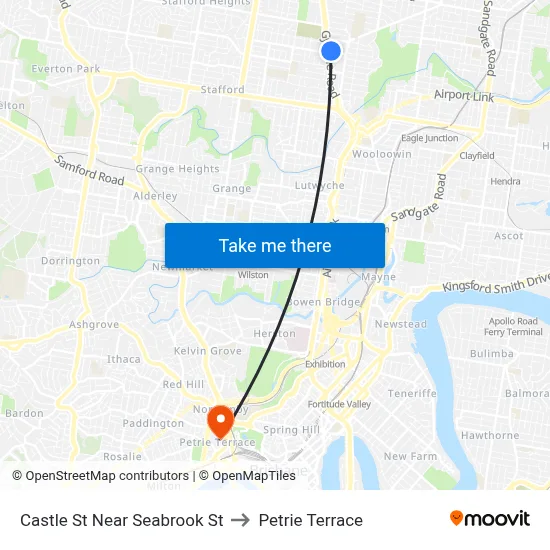 Castle St Near Seabrook St to Petrie Terrace map
