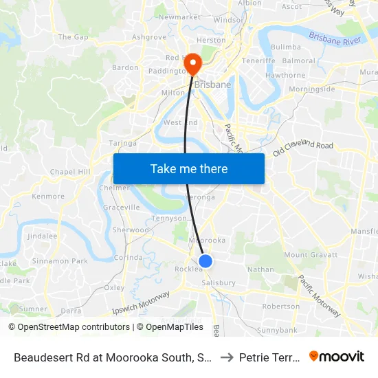 Beaudesert Rd at Moorooka South, Stop 38 to Petrie Terrace map