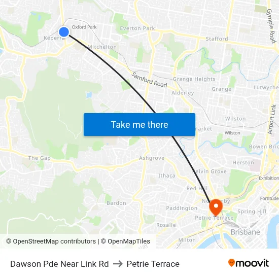 Dawson Pde Near Link Rd to Petrie Terrace map