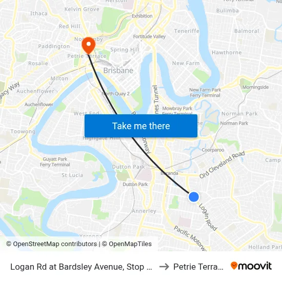 Logan Rd at Bardsley Avenue, Stop 20 to Petrie Terrace map