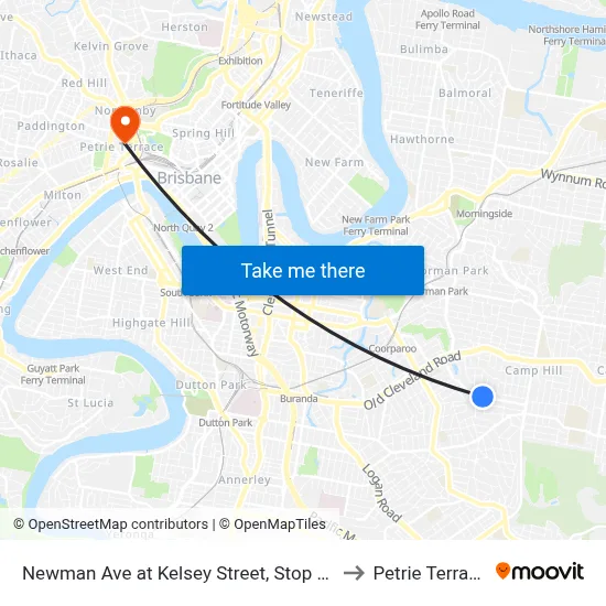Newman Ave at Kelsey Street, Stop 35 to Petrie Terrace map