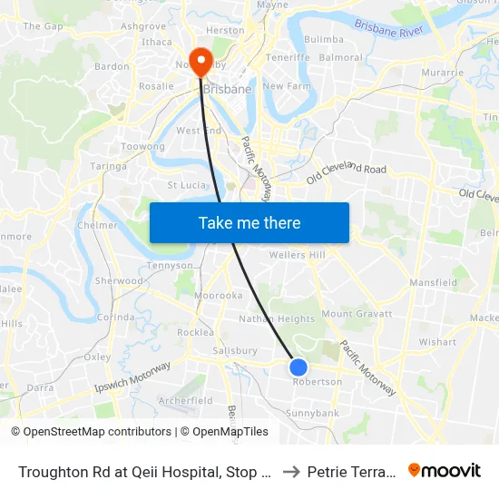 Troughton Rd at Qeii Hospital, Stop 37 to Petrie Terrace map
