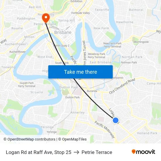 Logan Rd at Raff Ave, Stop 25 to Petrie Terrace map