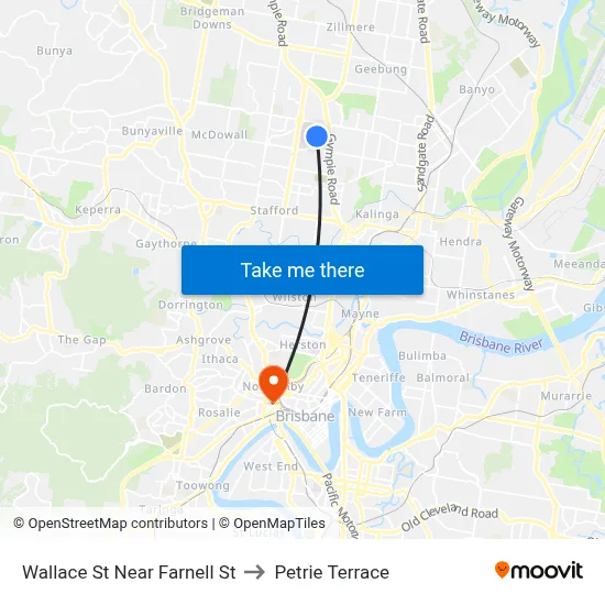 Wallace St Near Farnell St to Petrie Terrace map