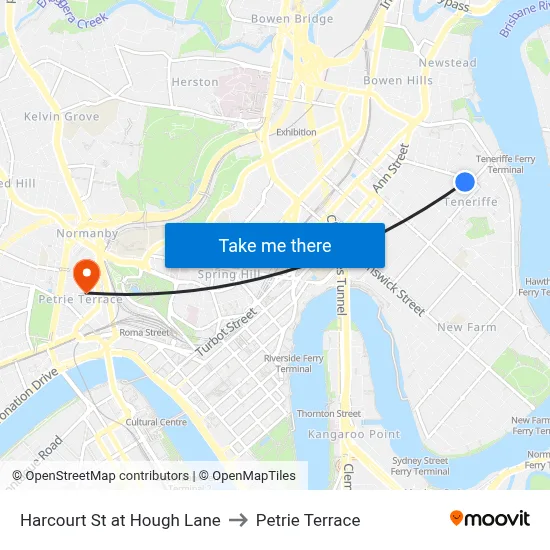 Harcourt St at Hough Lane to Petrie Terrace map