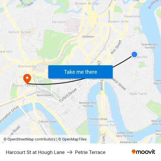 Harcourt St at Hough Lane to Petrie Terrace map