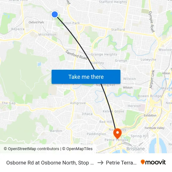 Osborne Rd at Osborne North, Stop 51 to Petrie Terrace map