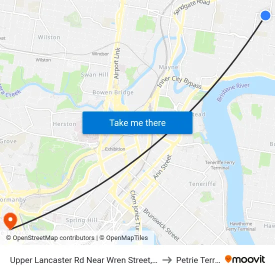 Upper Lancaster Rd Near Wren Street, Stop 25 to Petrie Terrace map
