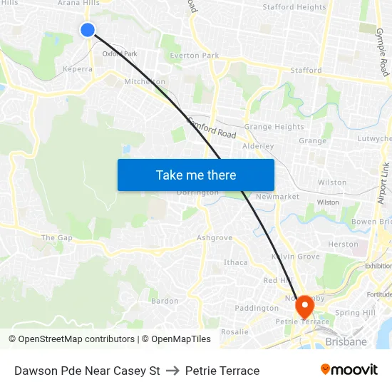 Dawson Pde Near Casey St to Petrie Terrace map