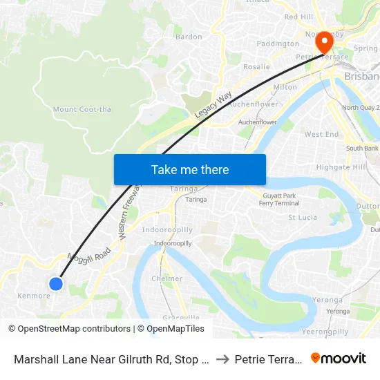 Marshall Lane Near Gilruth Rd, Stop 36 to Petrie Terrace map