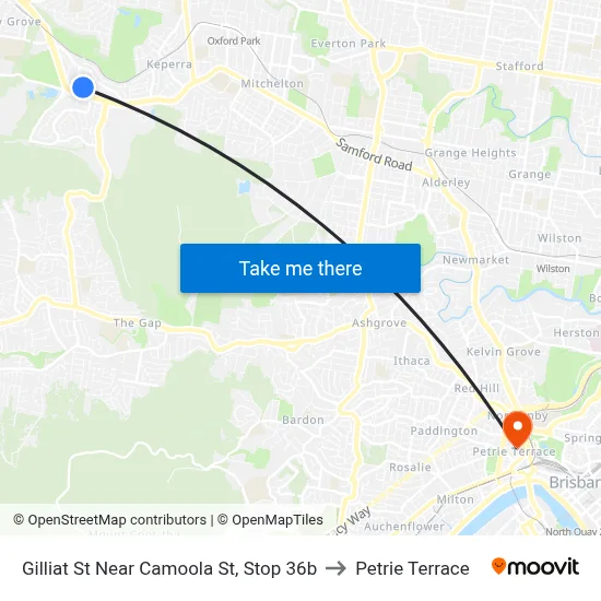 Gilliat St Near Camoola St, Stop 36b to Petrie Terrace map