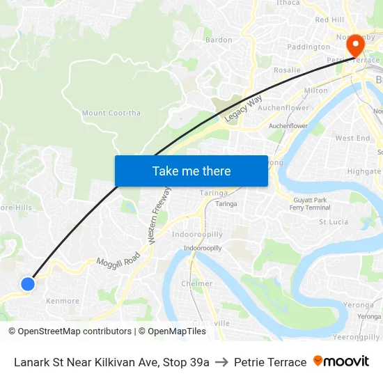 Lanark St Near Kilkivan Ave, Stop 39a to Petrie Terrace map