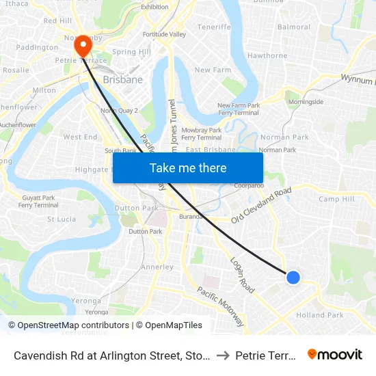 Cavendish Rd at Arlington Street, Stop 37 to Petrie Terrace map