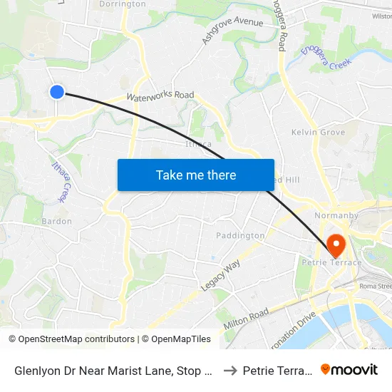 Glenlyon Dr Near Marist Lane, Stop 39c to Petrie Terrace map