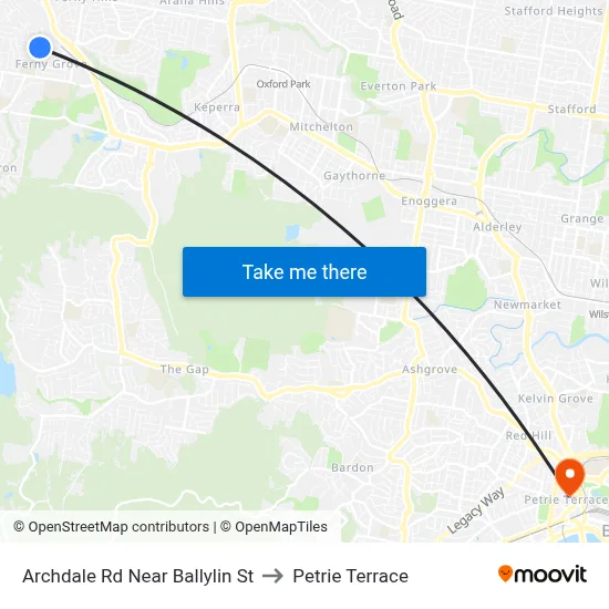Archdale Rd Near Ballylin St to Petrie Terrace map