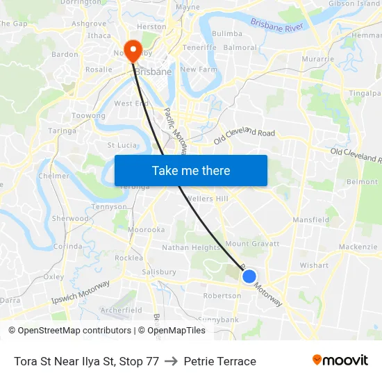 Tora St Near Ilya St, Stop 77 to Petrie Terrace map