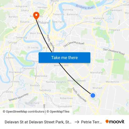 Delavan St at Delavan Street Park, Stop 85 to Petrie Terrace map