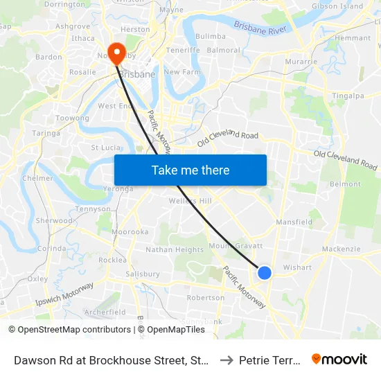 Dawson Rd at Brockhouse Street, Stop 77 to Petrie Terrace map