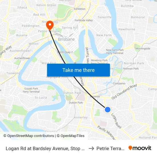 Logan Rd at Bardsley Avenue, Stop 20 to Petrie Terrace map