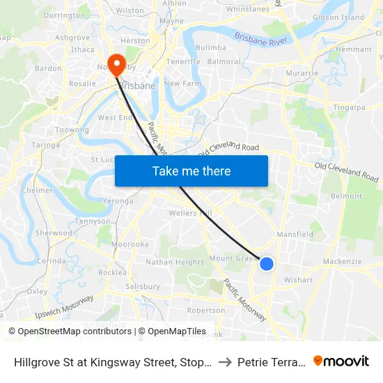 Hillgrove St at Kingsway Street, Stop 41 to Petrie Terrace map