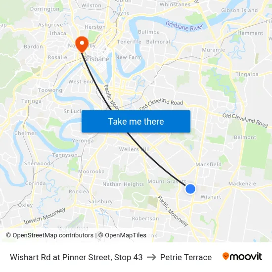 Wishart Rd at Pinner Street, Stop 43 to Petrie Terrace map