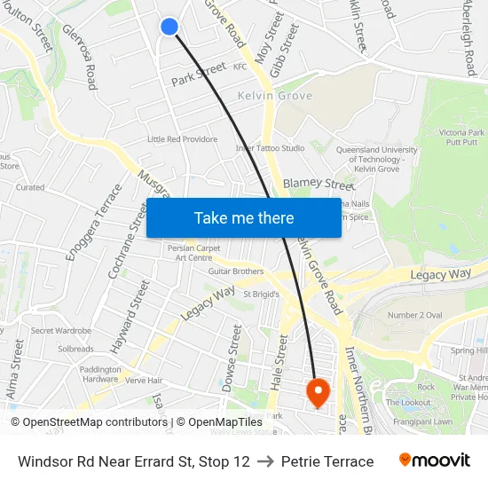 Windsor Rd Near Errard St, Stop 12 to Petrie Terrace map