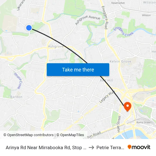 Arinya Rd Near Mirrabooka Rd, Stop 39 to Petrie Terrace map