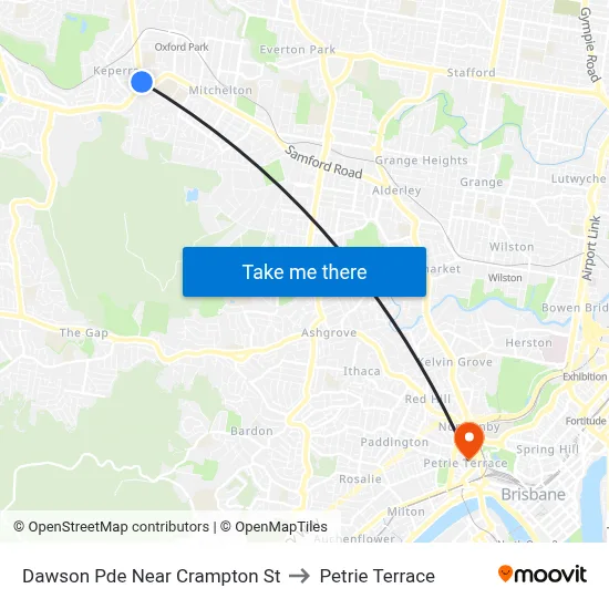 Dawson Pde Near Crampton St to Petrie Terrace map