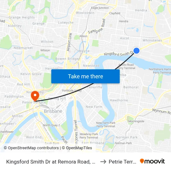 Kingsford Smith Dr at Remora Road, Stop 29 to Petrie Terrace map