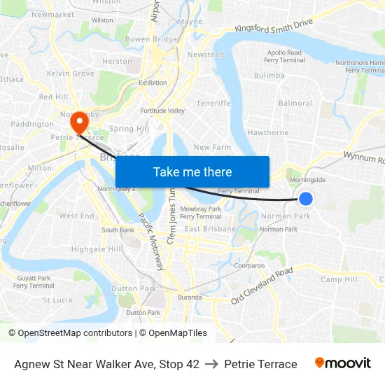 Agnew St Near Walker Ave, Stop 42 to Petrie Terrace map