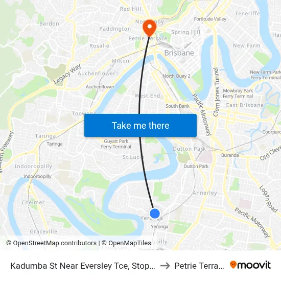 Kadumba St Near Eversley Tce, Stop 23 to Petrie Terrace map