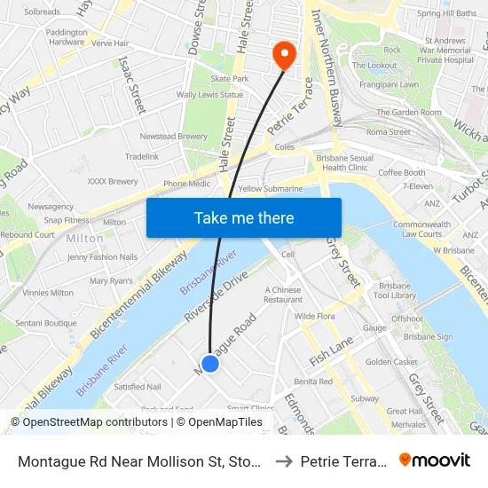 Montague Rd Near Mollison St, Stop 6 to Petrie Terrace map