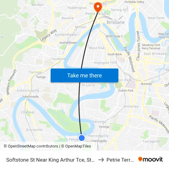 Softstone St Near King Arthur Tce, Stop 38 to Petrie Terrace map