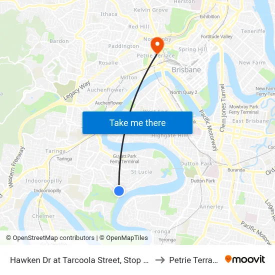 Hawken Dr at Tarcoola Street, Stop 27 to Petrie Terrace map