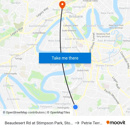 Beaudesert Rd at Stimpson Park, Stop 29 to Petrie Terrace map