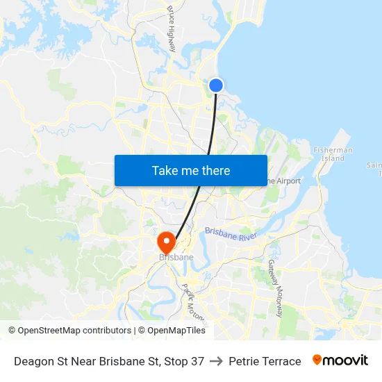 Deagon St Near Brisbane St, Stop 37 to Petrie Terrace map
