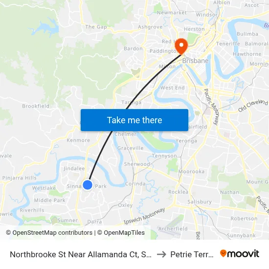 Northbrooke St Near Allamanda Ct, Stop 59 to Petrie Terrace map