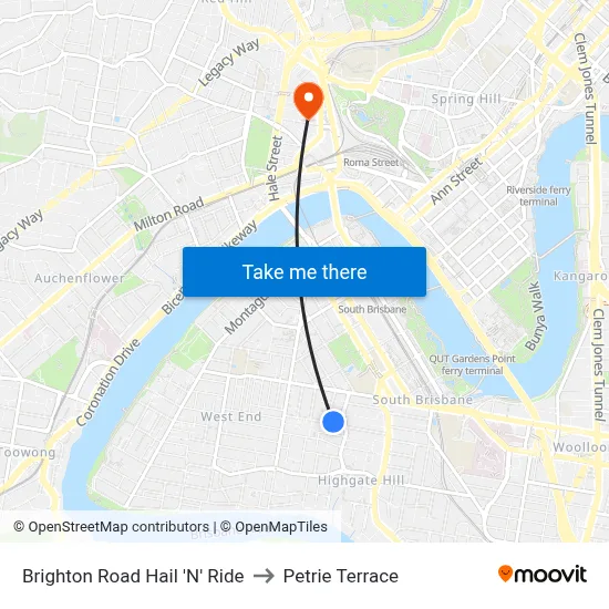 Brighton Road Hail 'N' Ride to Petrie Terrace map