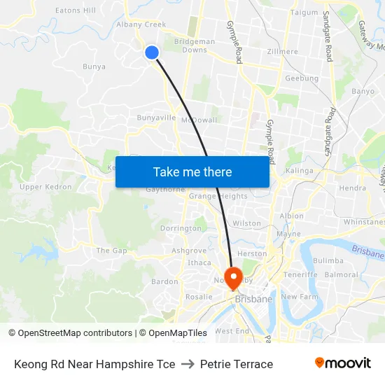 Keong Rd Near Hampshire Tce to Petrie Terrace map