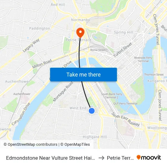 Edmondstone Near Vulture Street Hail 'N' Ride to Petrie Terrace map