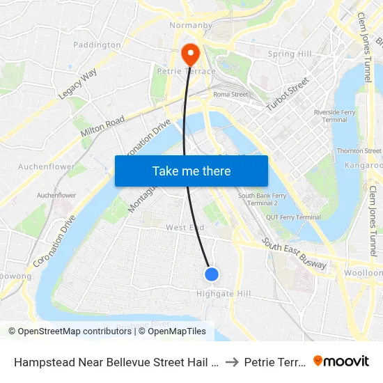 Hampstead Near Bellevue Street Hail 'N' Ride to Petrie Terrace map