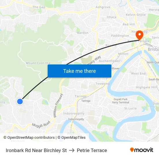 Ironbark Rd Near Birchley St to Petrie Terrace map