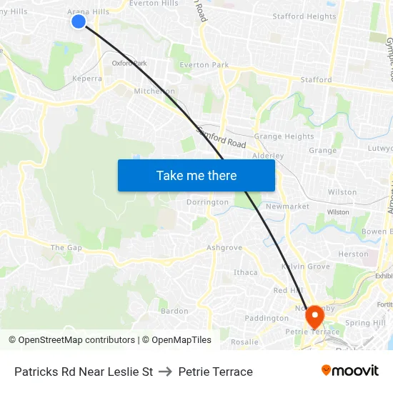 Patricks Rd Near Leslie St to Petrie Terrace map