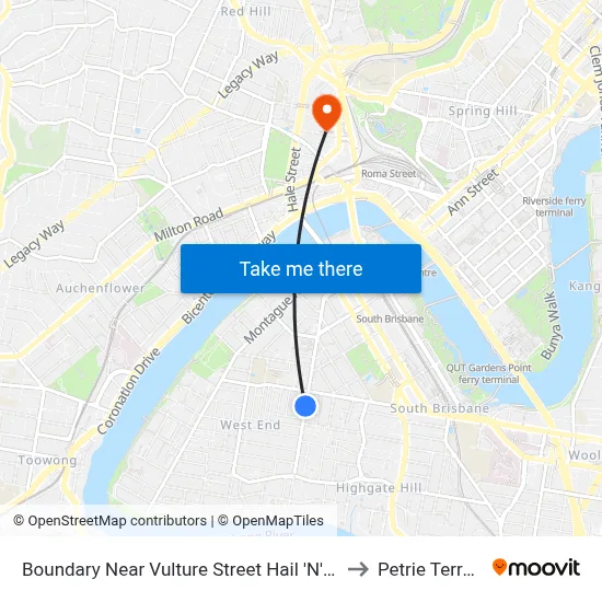 Boundary Near Vulture Street Hail 'N' Ride to Petrie Terrace map