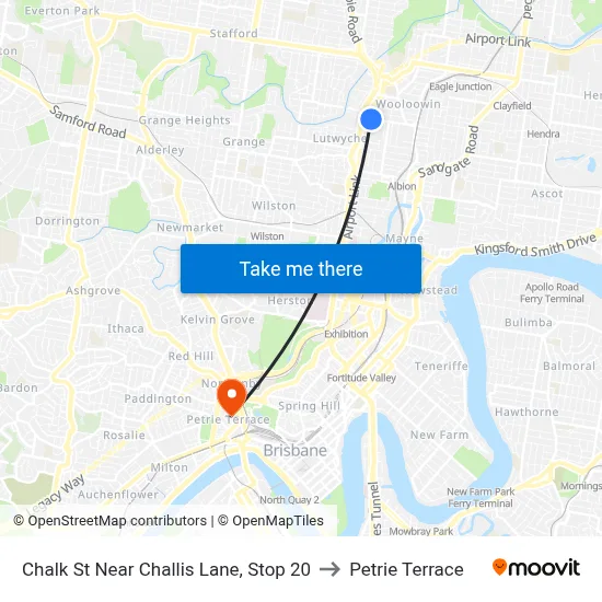 Chalk St Near Challis Lane, Stop 20 to Petrie Terrace map