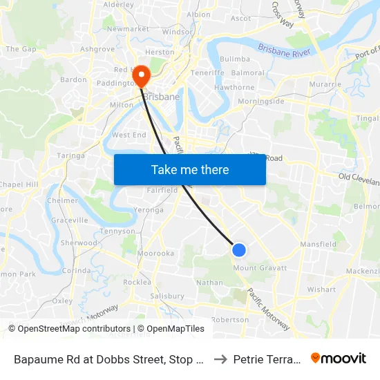 Bapaume Rd at Dobbs Street, Stop 63 to Petrie Terrace map