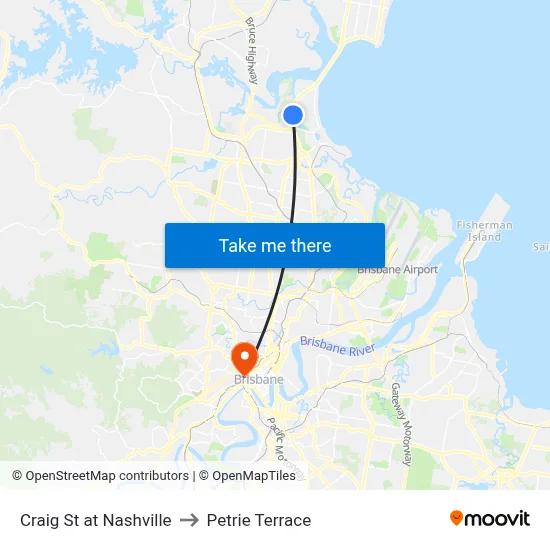 Craig St at Nashville to Petrie Terrace map