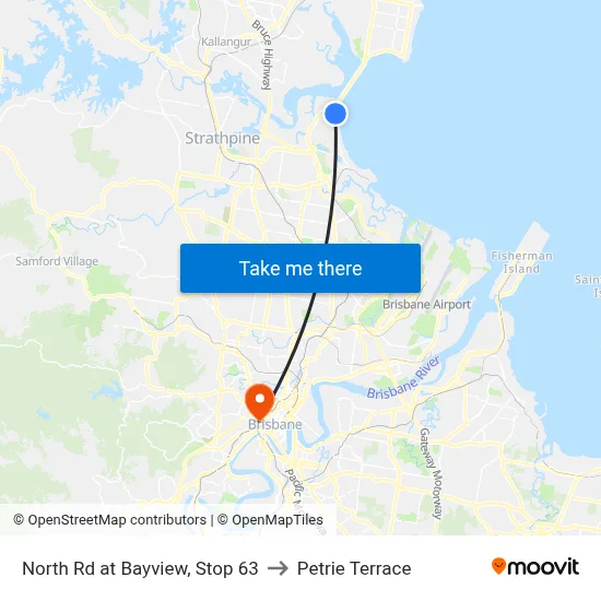 North Rd at Bayview, Stop 63 to Petrie Terrace map