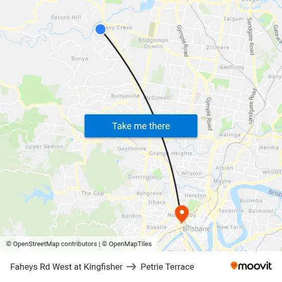 Faheys Rd West at Kingfisher to Petrie Terrace map