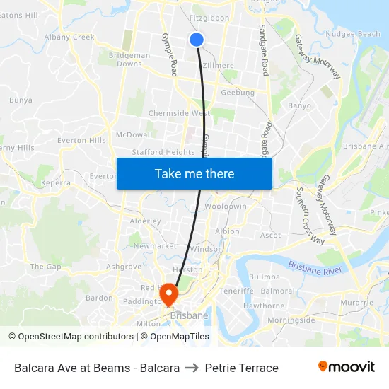 Balcara Ave at Beams - Balcara to Petrie Terrace map